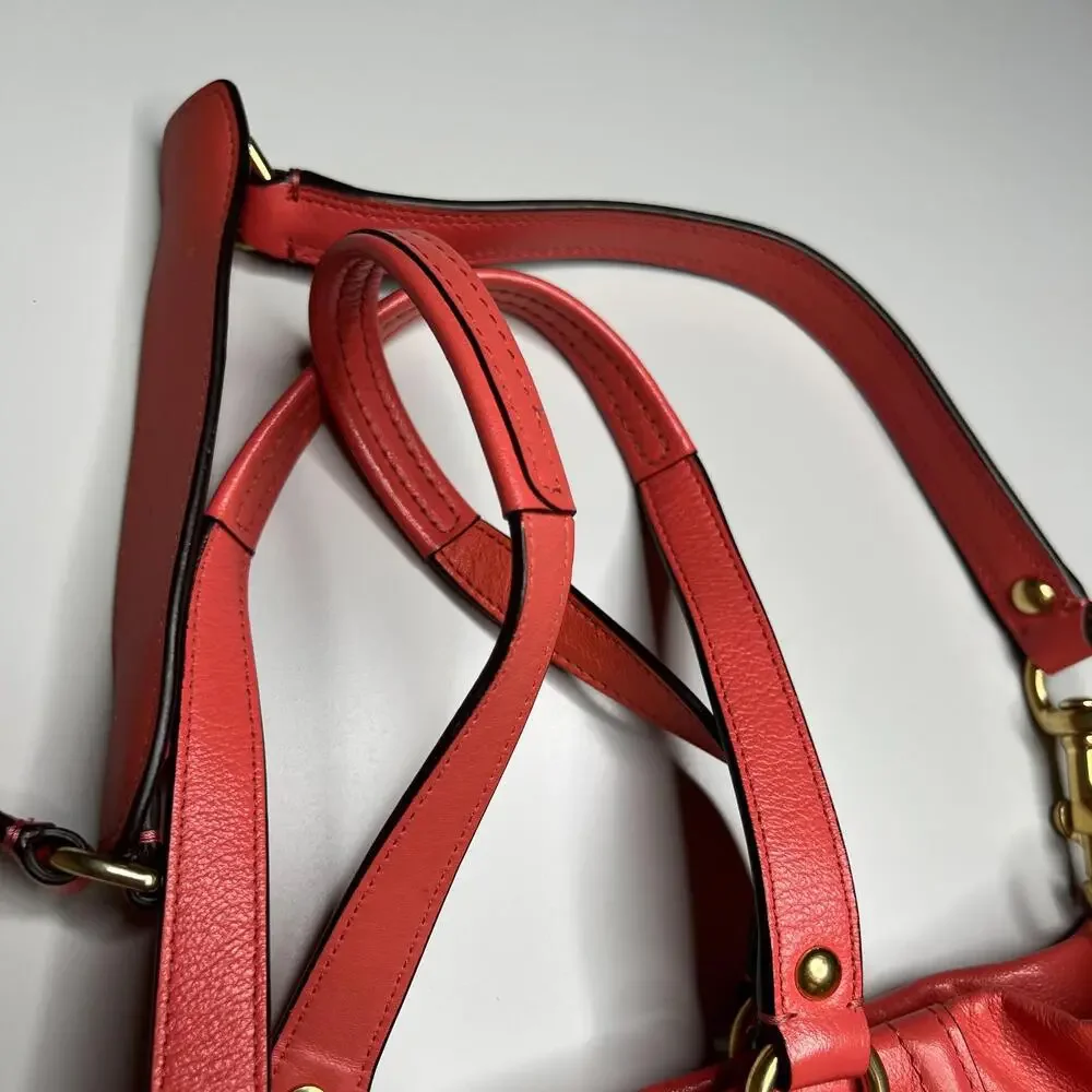 Coach Ashley‎ Vermillion Leather Carryall Purse F19243 D1375 Tote Shoulder Bag